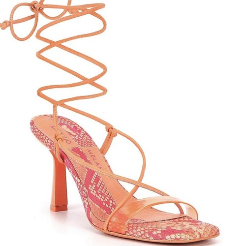 NEW Antonio Melani Sz 8 Lace Up Barden Sandal Citrus Peach - Picture 3 of 9