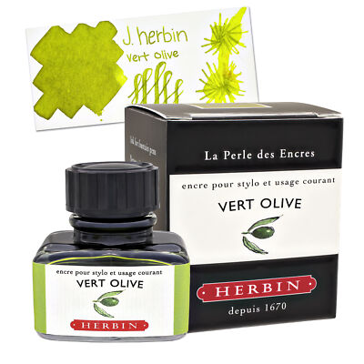 J. Herbin Bottled Fountain Pen Ink 30mL - Vert Olive (Green Olive) - H130-36