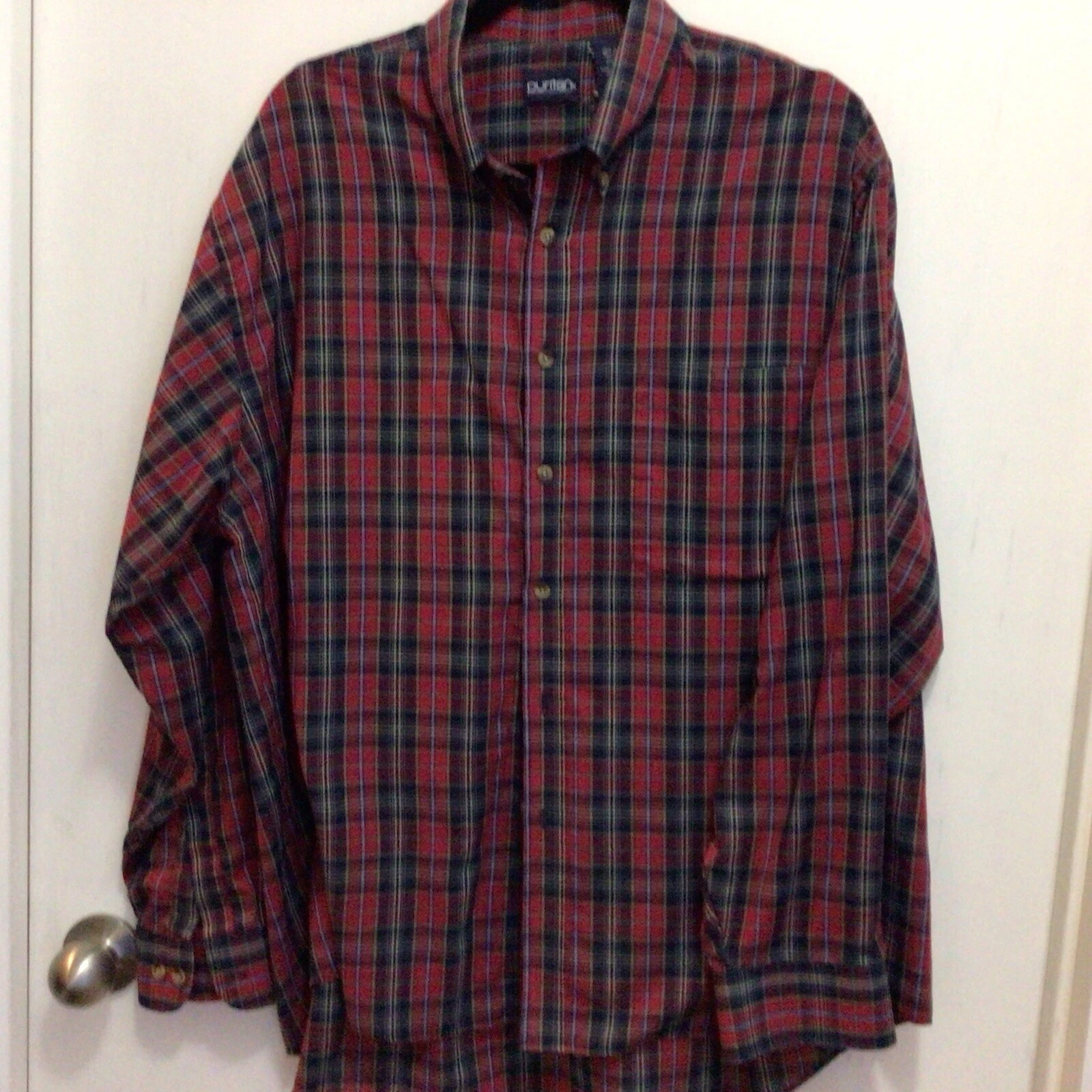 Men’s Outdoor Exchange Size M Long Sleeve Wine Plaid Shirt Acrylic, Wool Feel