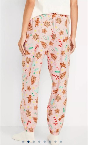 OLD NAVY Flannel Women Holiday Candied Ginger Pink Pajama Joggers PJ Pants XL - Picture 2 of 2