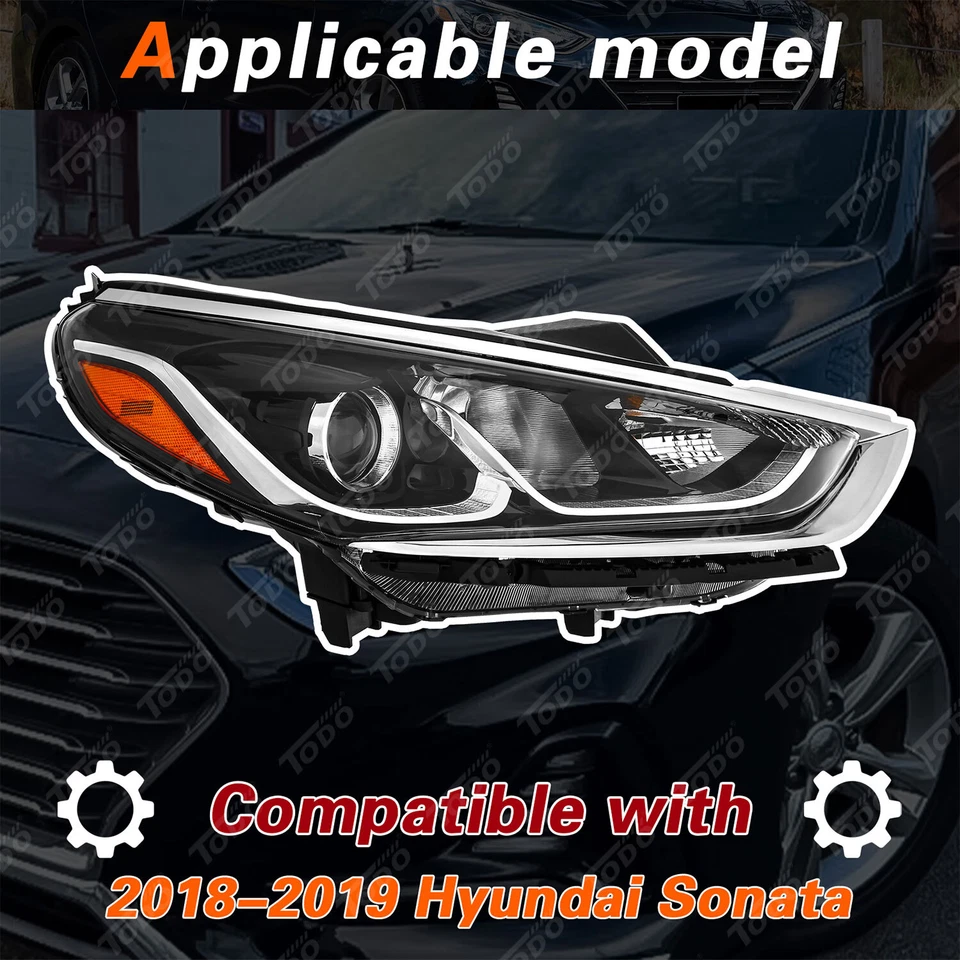 Fit 2018 2019 Hyundai Sonata Halogen Headlight Passenger Side 92102-C2500 - Image 3 of 4