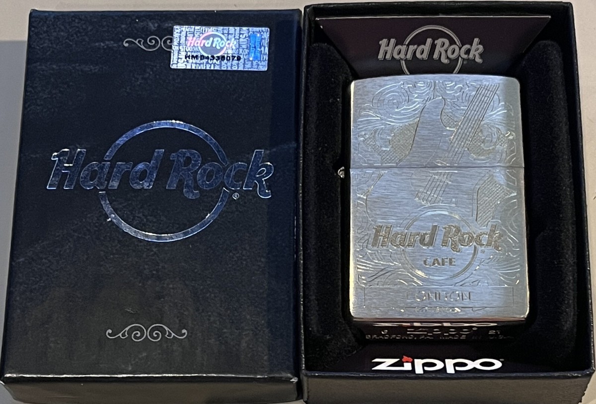 Hard Rock Cafe LONDON 2023 Gold Etched Guitar ZIPPO Lighter New in
