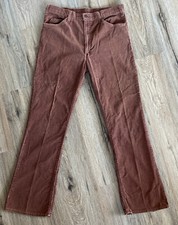 Vintage 70s Levis Flared Corduroy Pants Brown 36  x32  Talon White Tab 517 1582