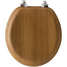 Bemis Round Toilet Seat Oak Chrome Hinges