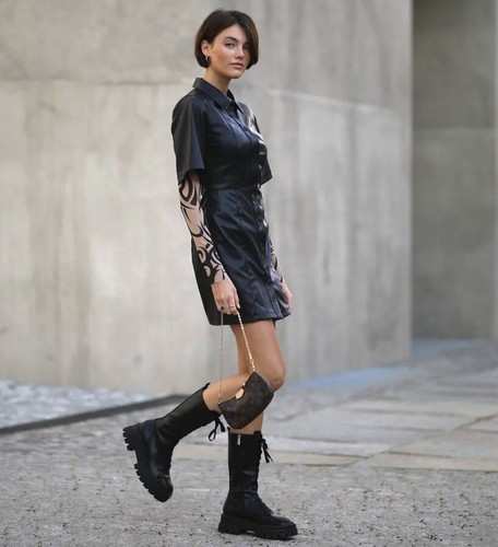 ASH Lullaby Black Leather Combat Boots 