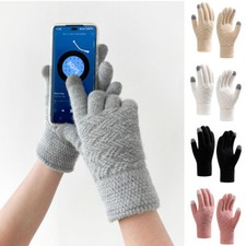 2pairs Warm Hand Cover Anti-freeze Touch Screen Gloves Knitted Gloves Thickened 