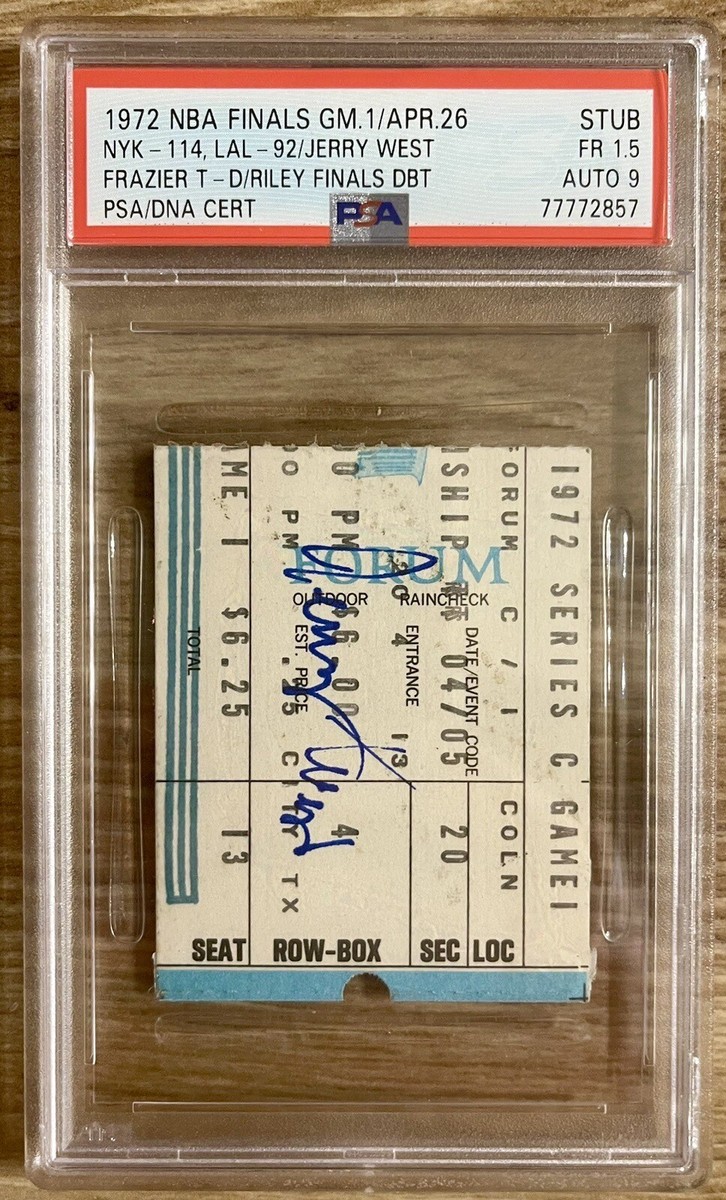 1972 NBA FINALS GAME 1 TICKET PAT RILEY DEBUT/FRAZIER TR/D PSA