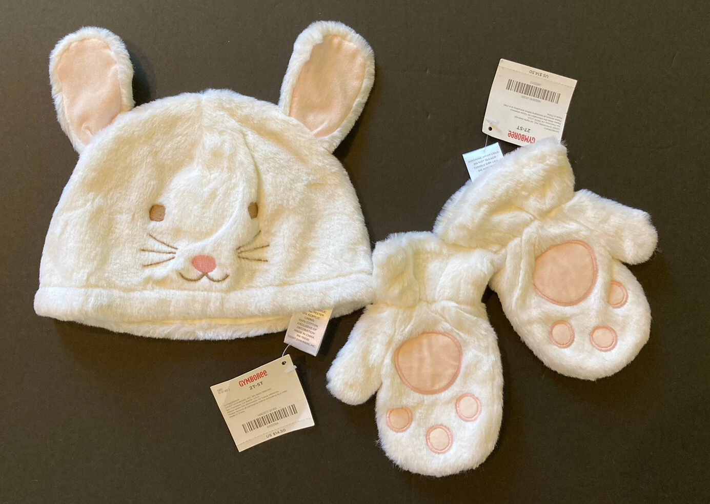 NWT Gymboree Snow Princess 2T-5T Faux Fur Bunny Hat & Mittens