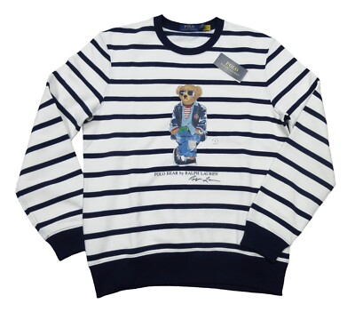 Polo Ralph Lauren Men's White/Navy Polo Bear Graphic Fleece