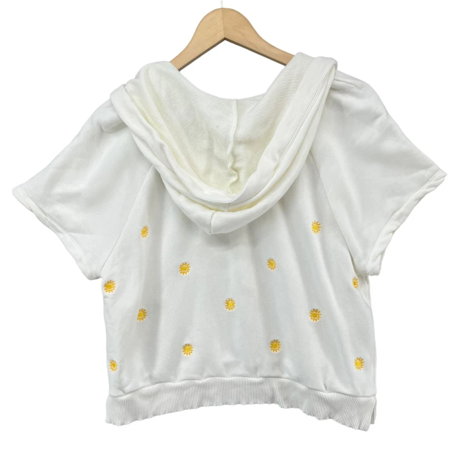 Splendid X Gris Malin Sudadera con Capucha Mujer Blanco Sol Bordado Manga Corta Talla S Foto 2 de 4