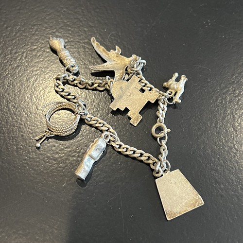 Vintage Silver Tone 7 Charm Bracelet Mexico Theme 7.5" - Picture 9 of 13