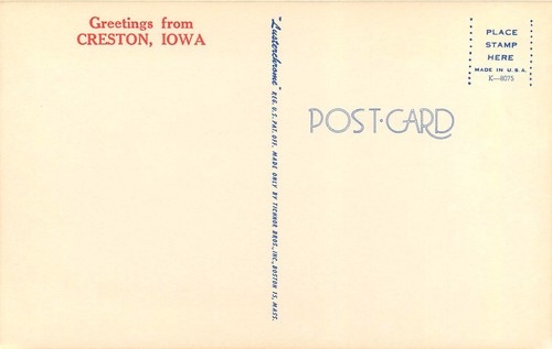 Greetings from Creston Iowa lake boating Postcard - Imagen 2 de 2
