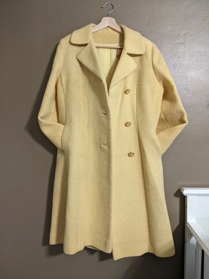 Casaco de lã amarelo Mod vintage anos 60 G GG sob medida por Penn Craft - Imagem 2 de 4
