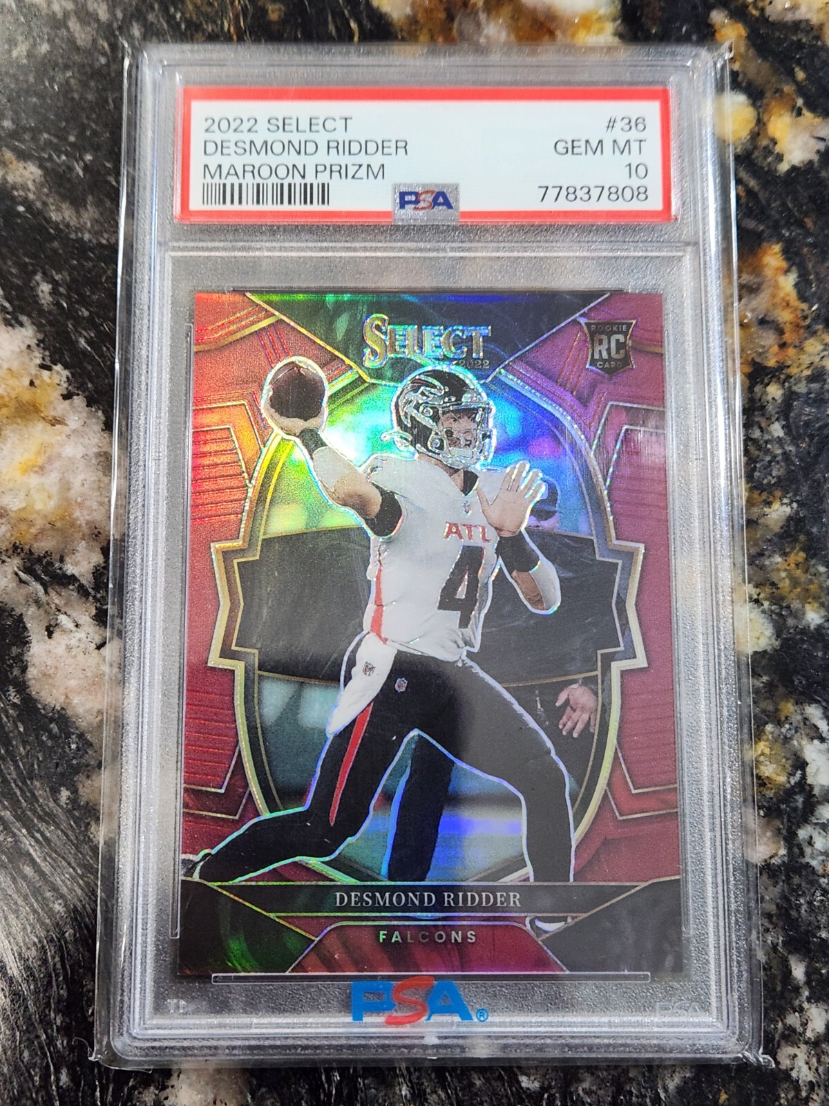 2022 Desmond Ridder RC #36 Select Maroon Prizm Psa 10 Gem Mint #100/149!!