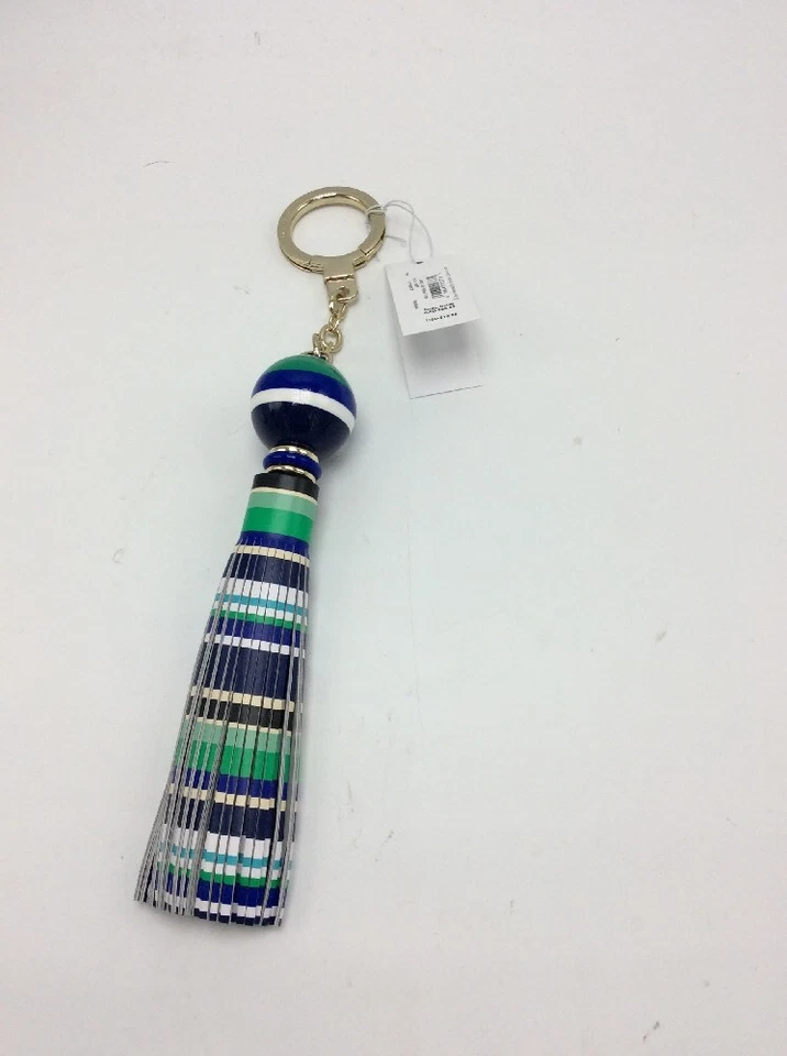 $78 Kate Spade Nueva York Azul Rayas Borla Bolso Dije Llavero Foto 2 de 4