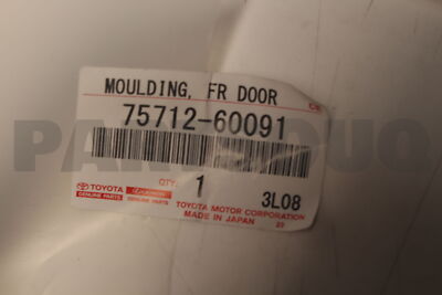 7571260091 Genuine Toyota MOULDING, FR DOOR BELT, LH 75712-60091