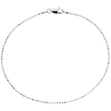 925 Sterling Silver Faceted Pallini Bead Ball Chain Anklet 1.5mm 9 Inch Long