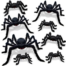 8Pcs Giant Halloween Spiders Decorations Indoor Realistic Hairy Halloween Spider