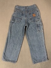 Carhartt Carpenter Vtg Blue Jeans Denim KIDS YOUTH Pants -8