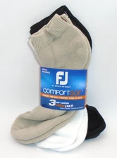 NEW MEN'S "FOOT JOY FJ 82% COTTON LOW CUT 3 PAIR COMFORTSOF SPORT GOLF SOCKS"