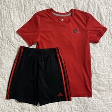 Youth adidas Shorts  T-Shirt Set Outfit, Size: 7, Red  Black