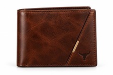 Men's Vintage Brown Leather Bifold Wallet Stylish Slim Pocket Billfold Gift