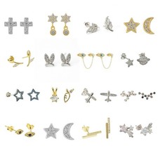 Cute Stylish Zirconia Stud Earrings Sterling Silver 18k Gold Plated Jewellery