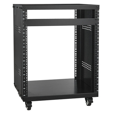 12U AV Rack Stand, 300 lb Network Studio Rack w/ Lockable Casters, 19'' Mount