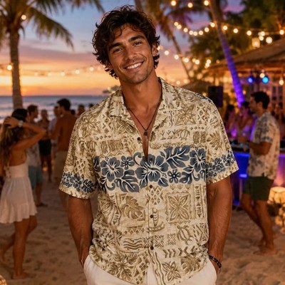Mens Hawaiian Shirt Aloha Beach Top Casual Summer Vacation Plus Size