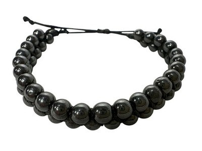 Hematite Beaded Adjustable Bracelet For Men Women Boho Artsy Gemstone Unisex
