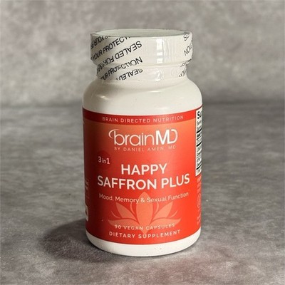 BrainMD Happy Saffron Plus Saffron Curcumin Zinc Mood Vegan 90 Capsules
