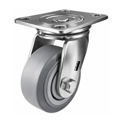4'' X  2'' Stainless Steel  Non-Marking Rubber Wheel Caster - Swivel (Flat)