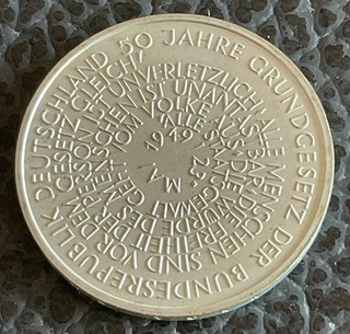 10 DM Silbergedenkmünze 50 Jahre Grundgesetz der BRD von 1999
