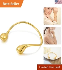 Timeless 18K Gold Plated Adjustable Teardrop Cuff Bracelet - Minimalist Charm