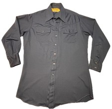 Vintage 70s Panhandle Slim Golden West Sawtooth Western Shirt Blue 16-34 USA L