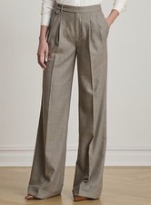  295 Lauren Ralph Lauren Pleated Wool Herringbone Wide-Leg Pant Size 12