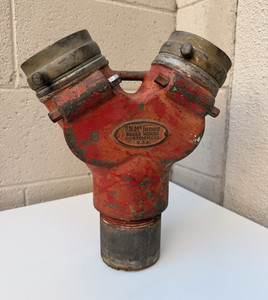 c.1925-1935 Antique McIntire Brass Works Boston Mass Fire Siamese Hose Wye Brass