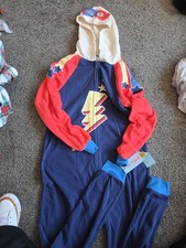 Cat Jack Superhero Hooded Fleece 1-Pc Red Costume Pajamas Union Suit M 8 10 NEW