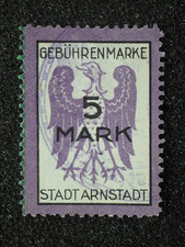Deutsches Reich - ARNSADT TH&Uuml;RINGEN FISKAL Marke Stempelmarke ca. 1922