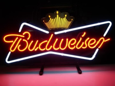 Crown Bowtie Beer 20''x10'' Neon Sign Lamp Light Real Glass Decor