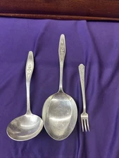 National Silver  Plate EPNS Serving Pieces Large Spoon Ladle Pickle Fork Old
