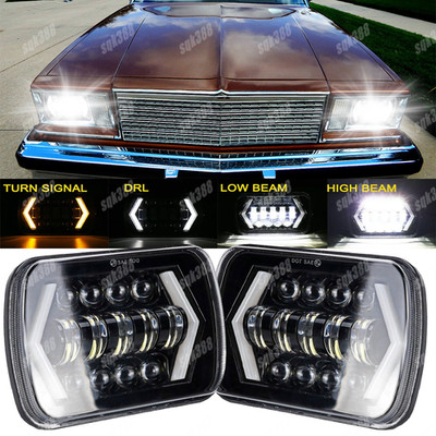 For Chevy Malibu 78-1981 & For Corvette DOT Pair 5X7'' 7x6 LED Headlights w/DRL