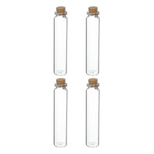 4Pcs Mini Glass Bottles with Cork Stoppers, 30ml/1.01oz Small Clear Glass Jars