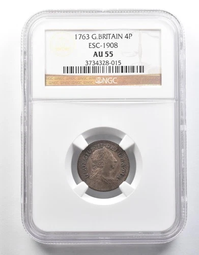 1763 Great Britain 4 Pence ESC-1908 AU55 NGC *4023