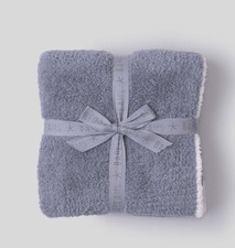 Brand New Barefoot Dreams CozyChic  Contrast Tip Blanket Moonbeam/Pearl Grey 