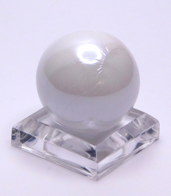 Vintage Glass Marble Large Shooter White Pearlescent Pontils Opaque 0.85" #❤️-58