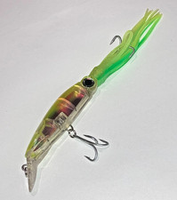 Deep Diving Sea Saltwater Fishing Squid Imitation Fishing Lure Lime 24cm 30g