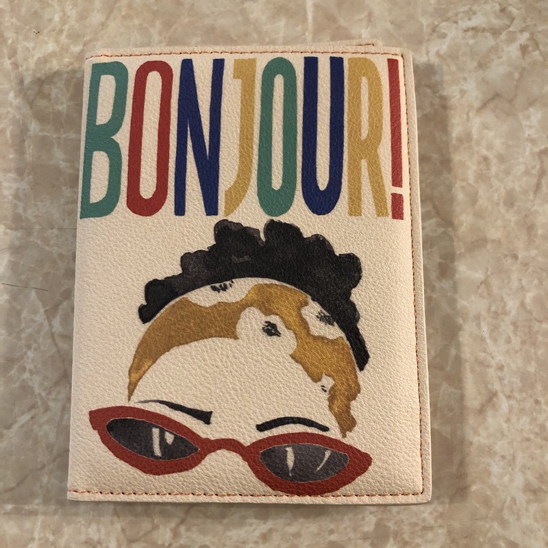 New Anthropologie Passport Holder- Bonjour!