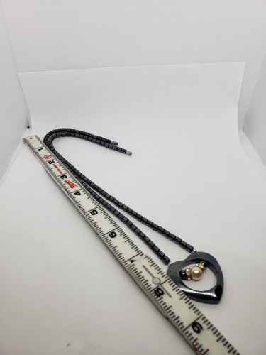 Vintage Hematite Pearl Heart Necklace Barrel Clast 22" Long 42.80g Estate... - Picture 7 of 7