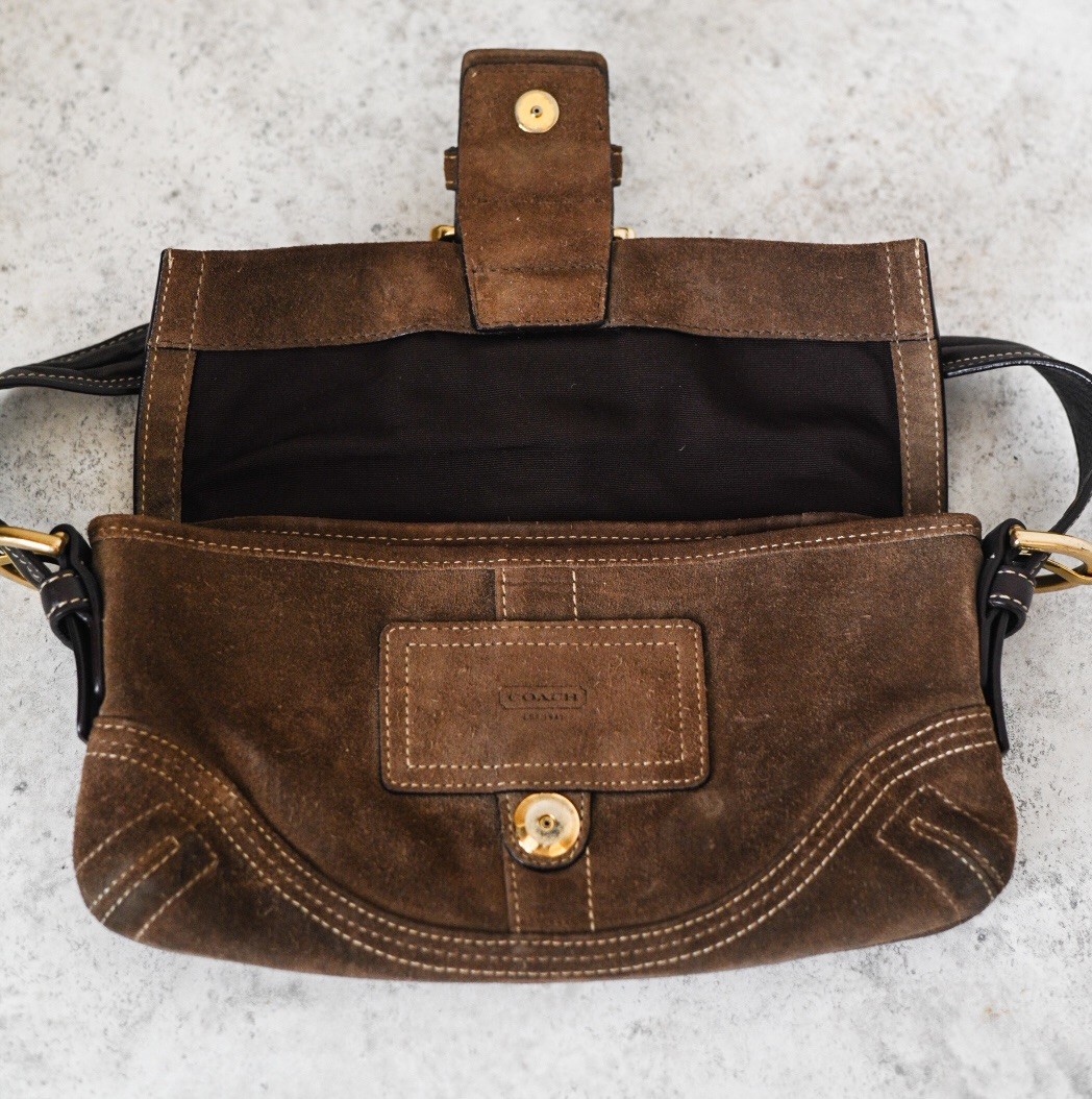 Coach Vintage Soho Brown Suede Leather Baguette Bag 8A18 | eBay